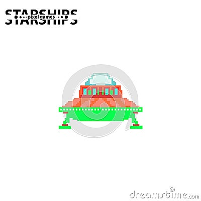 Arcade Retro video game, 8 bit, arcade warships, shooting, map background. Battles under the stars. Old computer games. Stock Photo